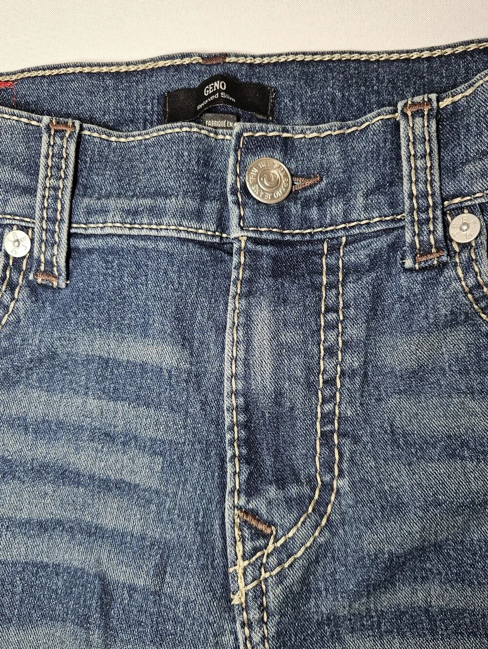 True Religion GENO BIG T Flap Pockets Relaxed Slim Jeans W32 L32 NWT